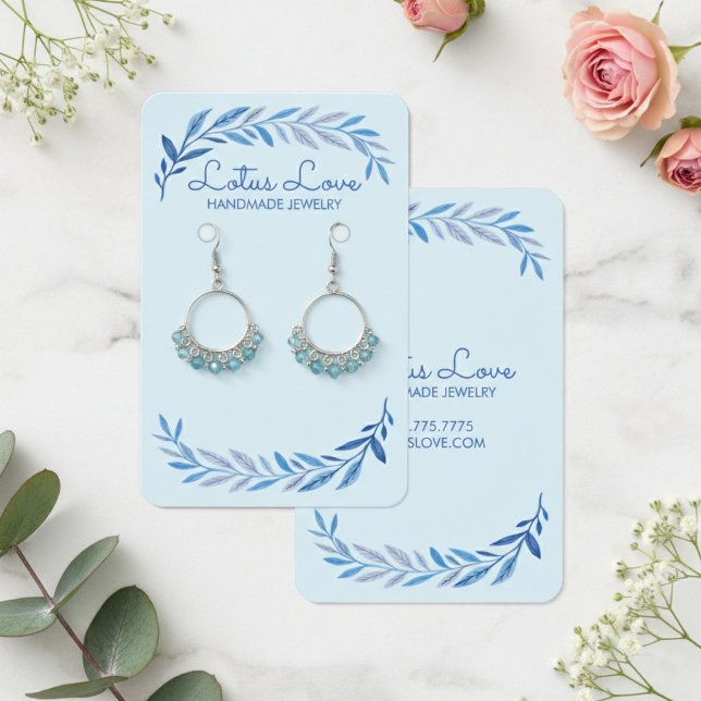 Expositor de Joias de Colar e Brinco de Videira em (Watercolor Vine Botanical CUSTOM Earring Necklace Jewelry Display Cards
)