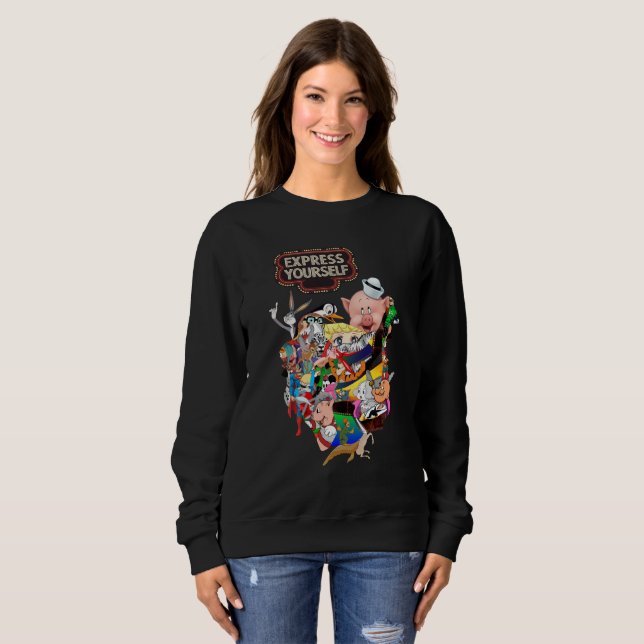 Expresse-se Mashup de Desenho Animado Retro Suéter (Frente Completa)