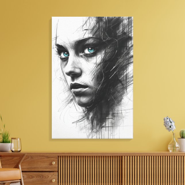 Expressionist Charcoal Portrait Canvas (Insitu(Sala de estar))