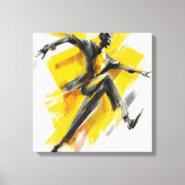 Expressive Yellow Dancer Sketch Art Canvas Wall  (Frente)