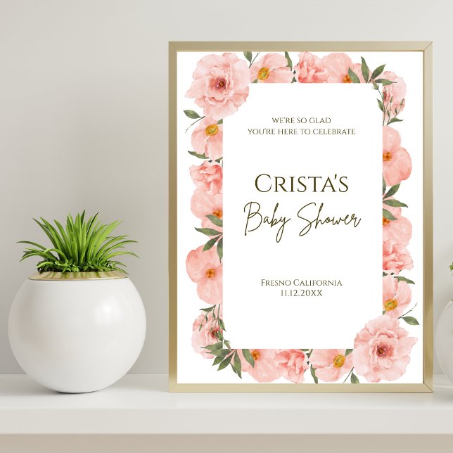 Exquisite Peach Floral Welcome Poster (Criador carregado)