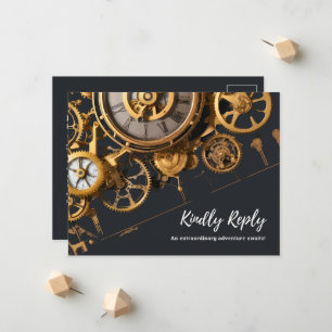 Extravagância Steampunk Convite de Noiva de Relógi