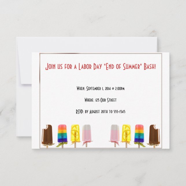 Extremidade do Popsicle do convite do Dia do (Frente)