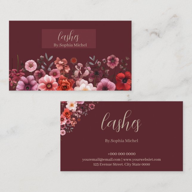 Eyelash Artist Cartão de visita - Elegante & Profe (Frente/Verso)