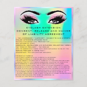 EYELASH EXTENSION LIEASE WAIVER Holograph Flyer