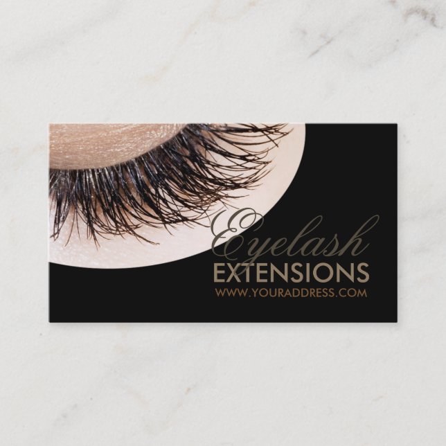 Eyelash Extensões Cartão de visita de luxo preto (Frente)