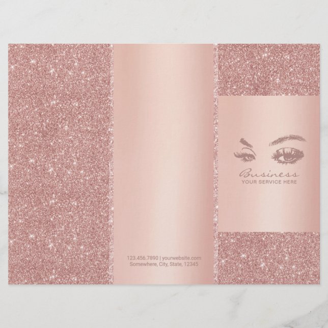 Eyelash Makeup Artista Rosa Dourado Salon Tri-Fold (Frente)