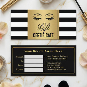 Eyelashes Maquiagem Certificado de Presente Dourad