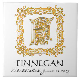 "F" Apelido Casamento Aniversário Azulejo do Monog