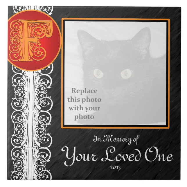 F Monograma - Azulejo "Em memória do seu amado" (Frente)