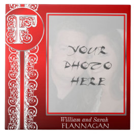 F Monograma "White Lace on Red" com Photo - Azulej