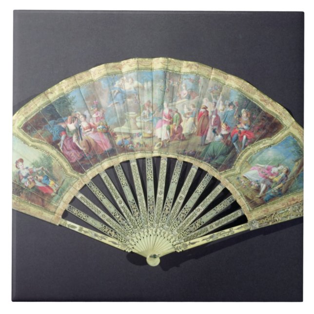 Fã da corte, francês, século XVIII (marfim e w/c (Frente)