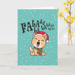 Fa La La La La Cartão de Natal de Cachorro Cantand
