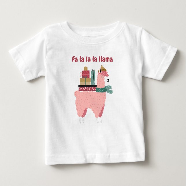 Fa la la lhama camisa de bebê de férias (Frente)