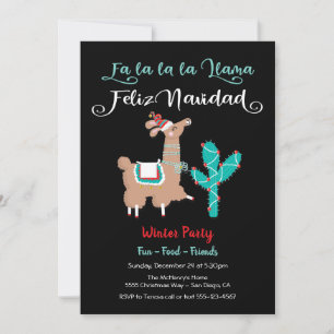 Fa la la Lhama Feliz Natal Convite para Festa