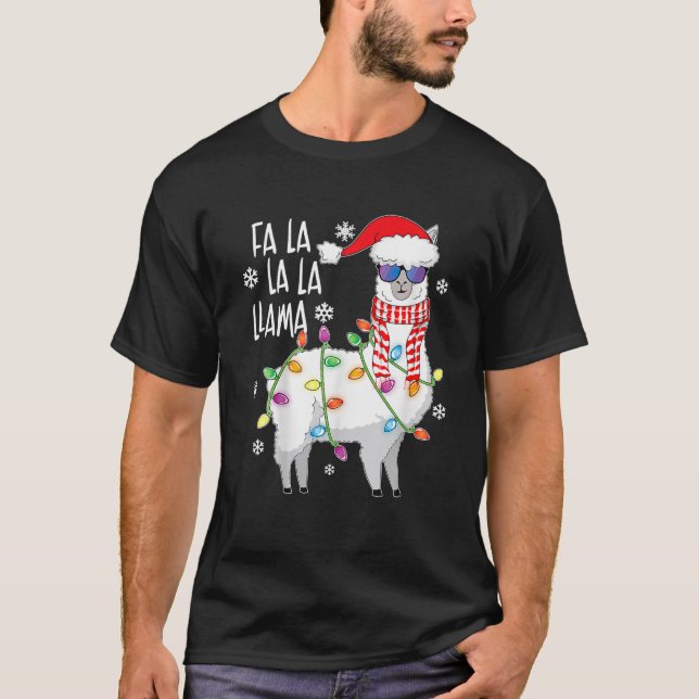 Fa La Llama Camisa De Natal Llama Xmas Li (Frente)