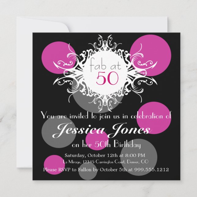 Fab no Convite de aniversário personalizado 50 (Frente)
