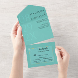 Fab Teal Elegante Tudo Em Um Convite