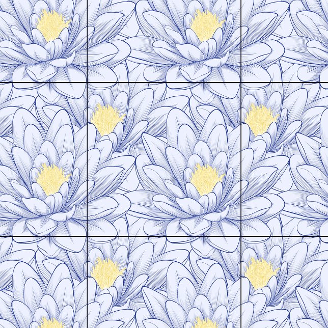 Fábrica Botânica, Floral Branco, Mínimo (Minimal Blue White Floral Botanical Farmhouse Ceramic Tile)