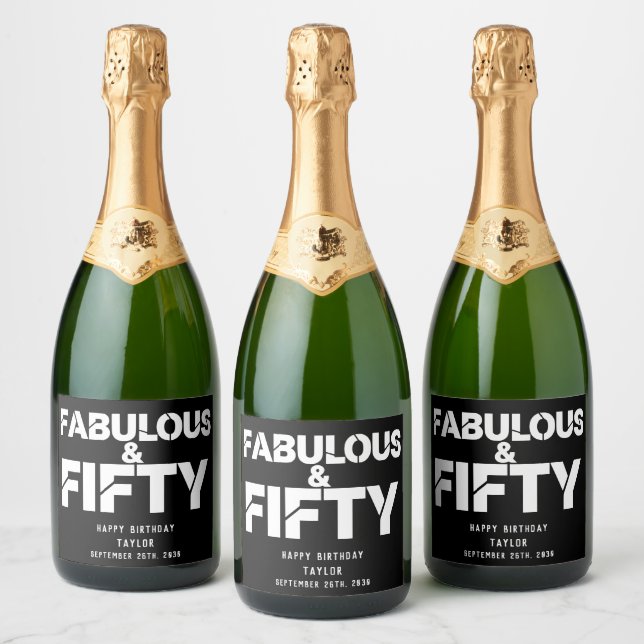 Fabuloso e Cinquenta Aniversário Bold Script Perso (Garrafas)