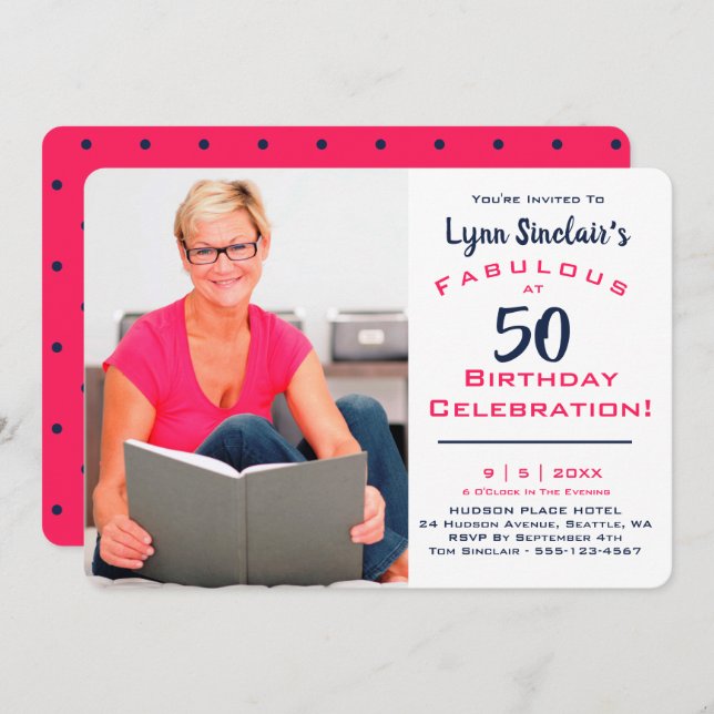 Fabuloso No Convite À Celebração De 50 Aniversário (Frente/Verso)