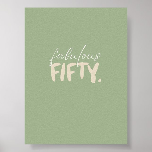 Fabulous Fifty Green Beige Typography Poster  (Frente)