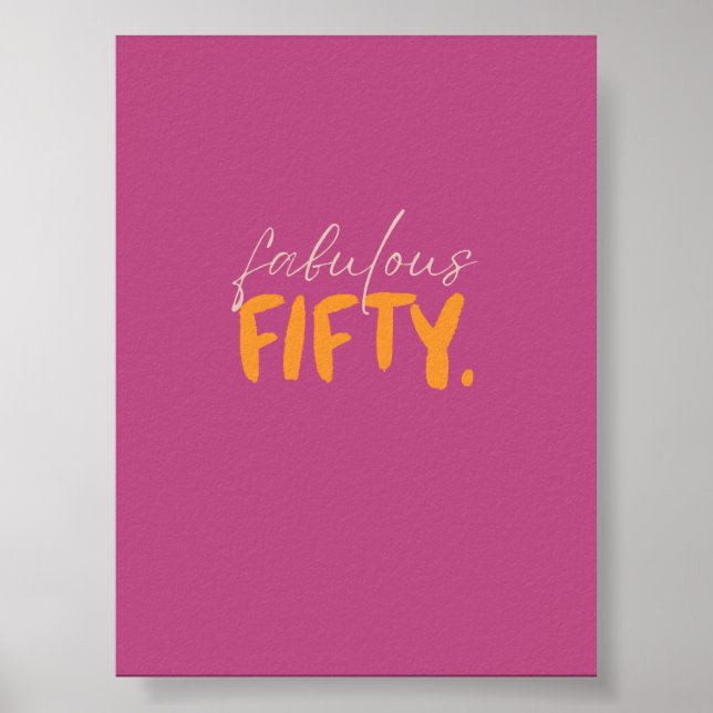 Fabulous Fifty Pink and Orange Typography Poster (Frente)