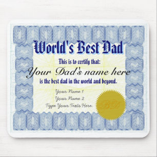 Faça certificado Mousepad do pai de um mundo o