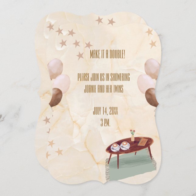 Faça dele um tema de café com duplo Chá de fraldas (Frente/Verso)