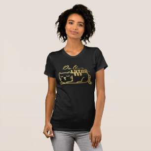 Faça-o camisa preta dourada de um gato mais