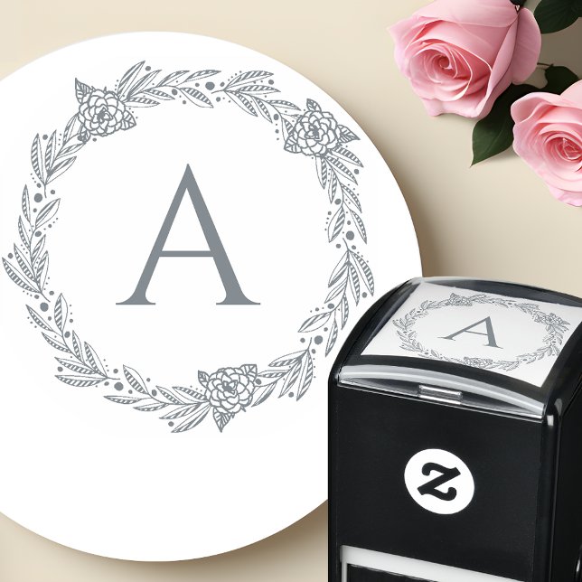 Faça o Seu Próprio Carimbo de Monograma Elegante ( Elegant Floral Monogram Stamp for Personalized Impressions)