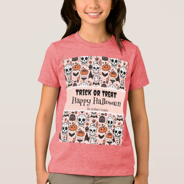 Faça um Trick do Halloween rosa ou trate o nome da (Frente)