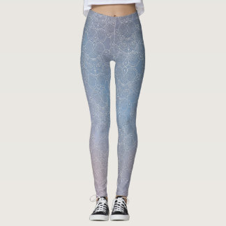 Face de Gato Faux Leggings de rendas em roxo metál