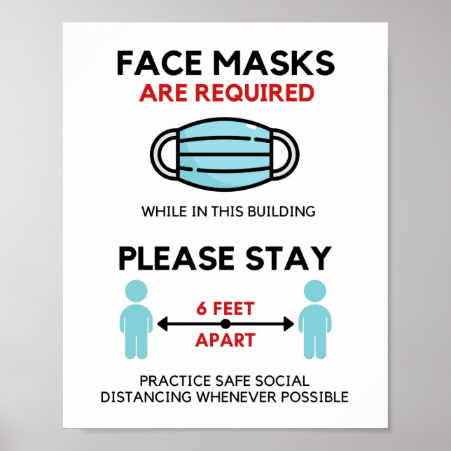 Face Mask Requerida Poste, Poster de Distância Soc (Frente)