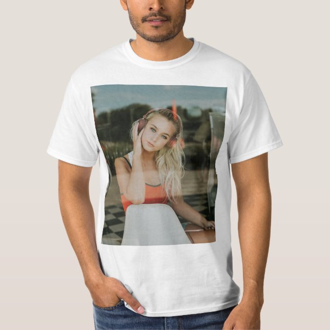 FÁCIL! Camisa T - Personalizada - Adicionar sua im (Frente)