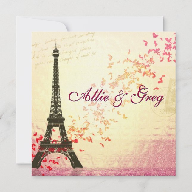 Fácil, Elegante modelo de convite temático francês (Frente)