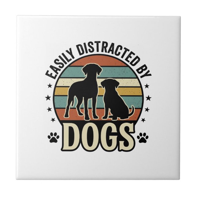 Facilmente Distraído por Cães Desenho Silhueta Vin (Frente)