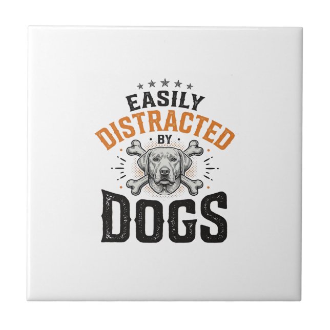 Facilmente Distraído Por Cães Design Vintage Amant (Frente)