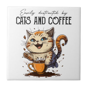 Facilmente Distraído Por Gatos E Café Amantes De G
