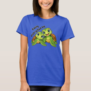 Facilmente Distraído por Tartarugas Camiseta de