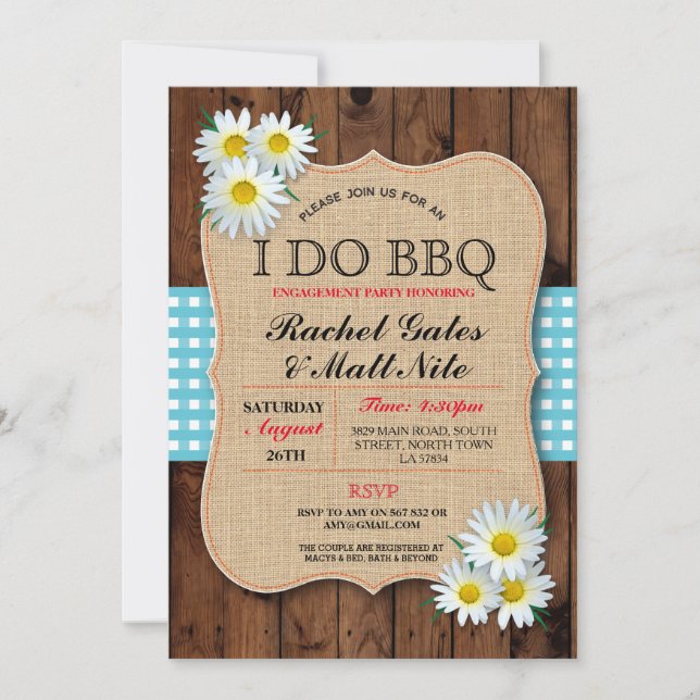 Faço um convite para CHURRASCOS, Chá, margarida de (Frente)