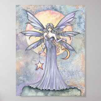 Fada adorável com Impressão de Poster de estrela e