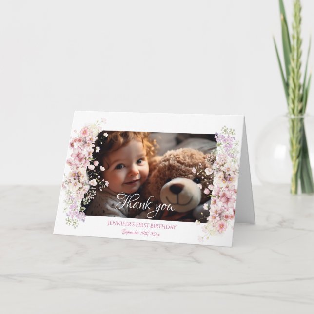 Fada Aniversário Cartões de agradecimentos Dobrado (Frente)