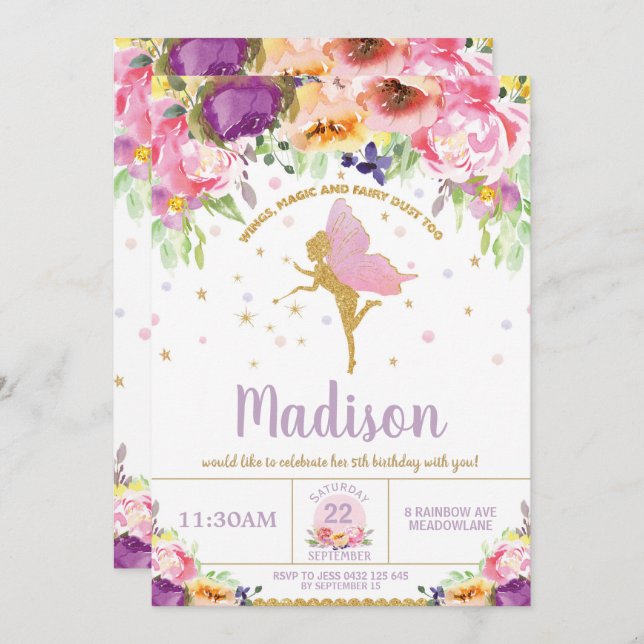 Fada Aniversário Convites Puro Queijo (Frente/Verso)