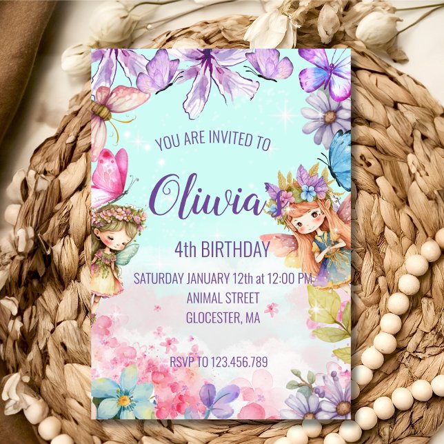 Fada Aniversário Princesa Fada Convite de Aniversá (Criador carregado)