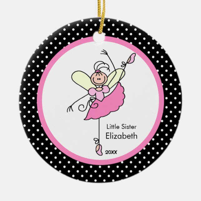 Fada Bailarina Irmãzinha Enfeite de Natal (Frente)