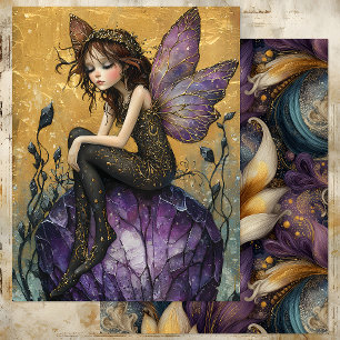 FADA DE CRISTAL ENCANTADOR EM ROXO E DOURADO