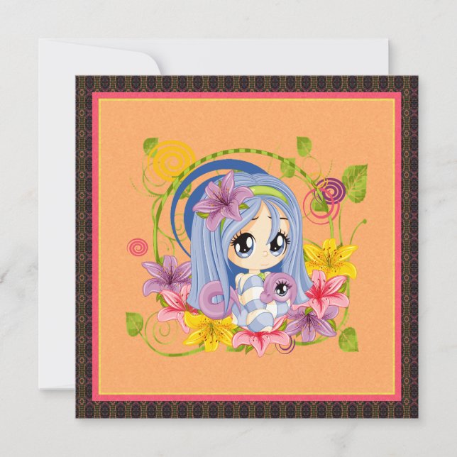 Fada De Dragão Chibi De Olhos Grandes E Bonitos (Frente)