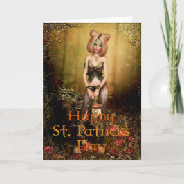 Fada de fantasia na Rua de madeiras. Cartão de dia