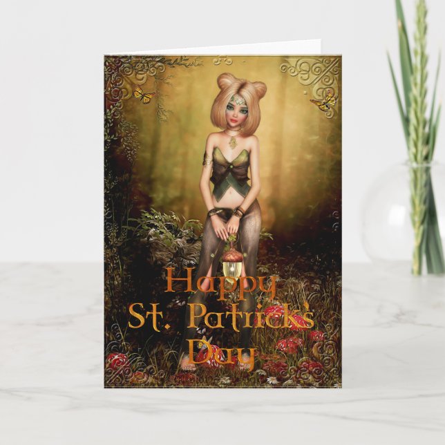 Fada de fantasia na Rua de madeiras. Cartão de dia (Frente)